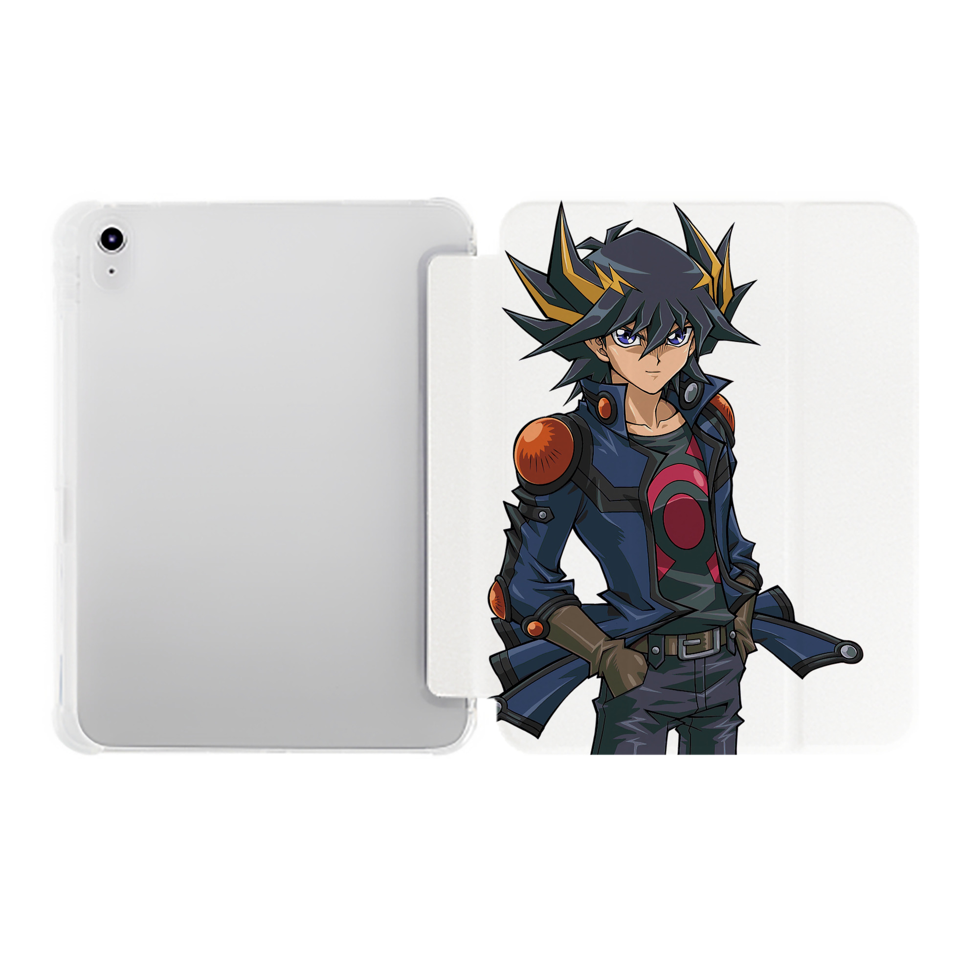 （画像用） 遊☆戯☆王 Yu-Gi-Oh! IPad ケース ペン収納付き 三つ折りスタンド PUレザー×シリコン 対応機種9.5/10.5/10.9インチ